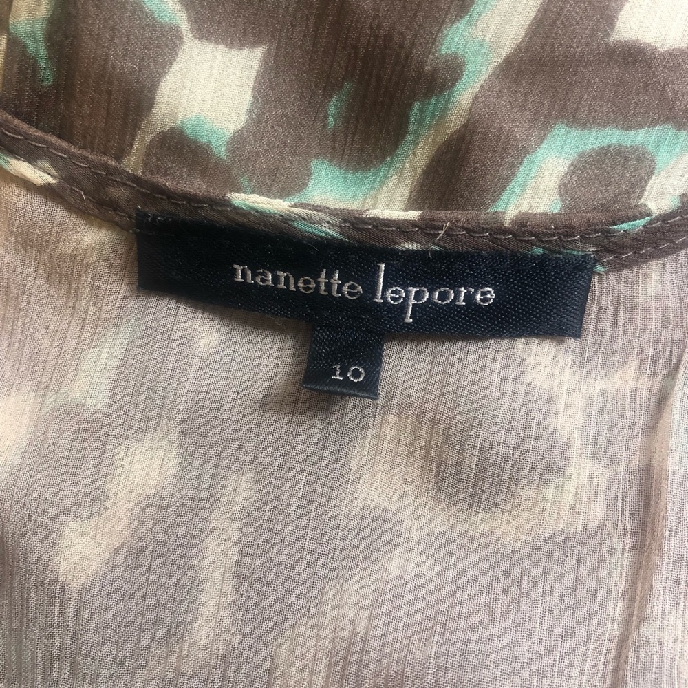 Nanette Lepore Silk Brown/Green Tiered Ruffle Dress 10 - Picture 9 of 13